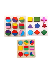 Grizzly 3-Piece Geometric Matching Blocks Pegged Puzzle, Multicolour