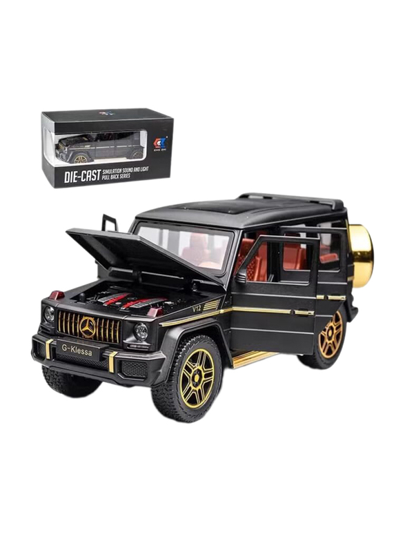 Die Cast 1:24 Scale Mercedes Benz V12 G63 AMG Die Cast Model Zinc Alloy Pull Back Toy Cars with Sound and Light, Black