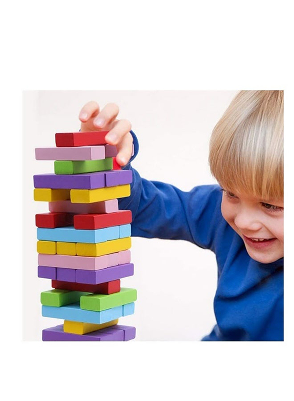 Colourful Jenga Block Building Set, AM-8028, 54 Pieces, Ages 3+