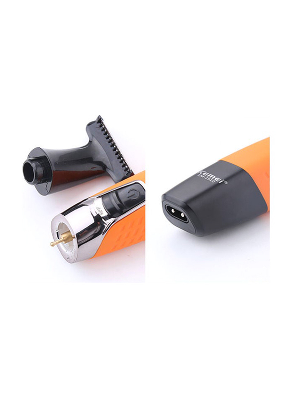 Kemei Waterproof Rechargeable Electric Shaver Trimmer, KM-1910, Orange/Black