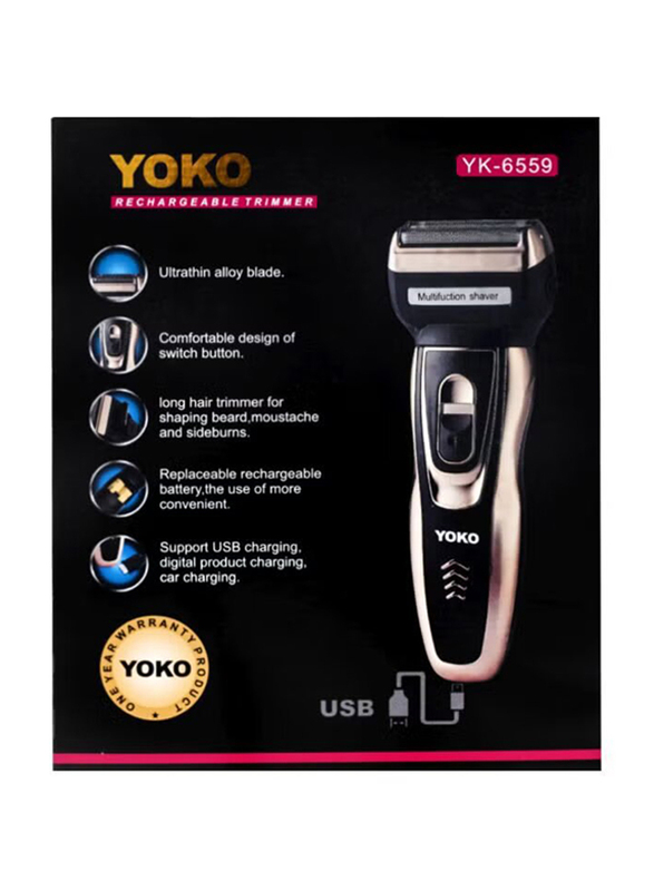 Yoko 3-In-1 Rechargable Trimmer, Black/Gold