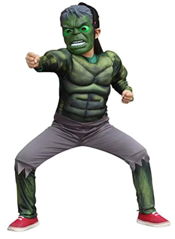 Fancydresswale Superhero Hulk Costume With Mask, 7 - 8 Years, Green