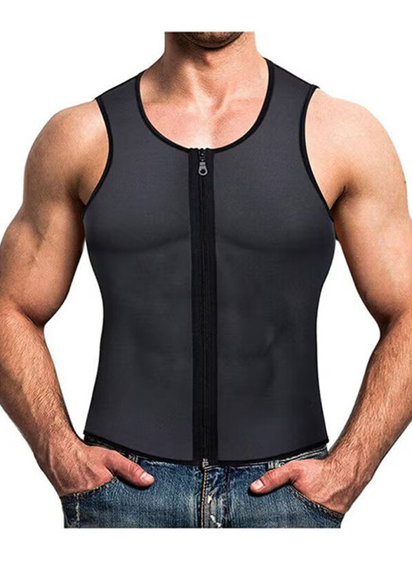 

Generic Slimming Body Shaper Compression Shirt Gym Clothes Corset Waist Trainer Vest for Men, Black