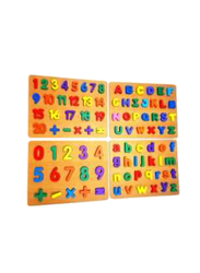 Wooden Early Learning Jigsaw Letter Alphabet Number Shape Puzzle Preschool Educational Toy Set, Ages 3+