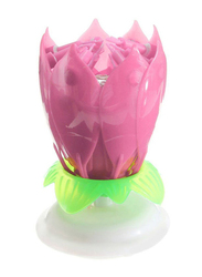 14 Musical Spinning Rotating Lotus Flower Birthday Candle, Pink