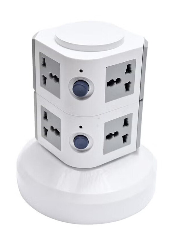 

Generic 8-Way Multi Socket Extension Cord, White/Grey