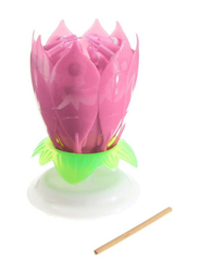 14 Musical Spinning Rotating Lotus Flower Birthday Candle, Pink