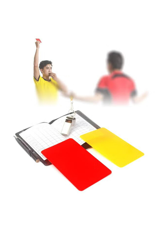 Soccer Red & Yellow Referee Card Set with Metal Whistle, 3 Pieces, Yellow/Red