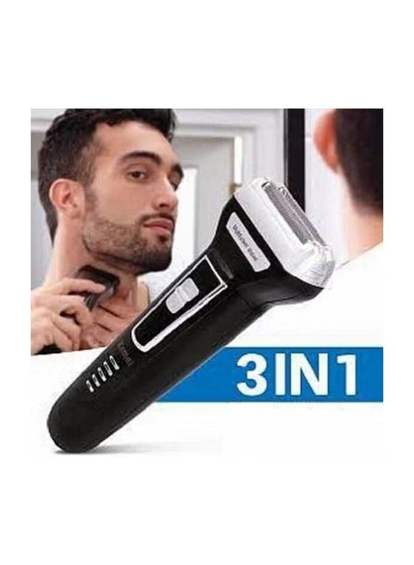 Kemei 3-In-1 Electric Hair Clipper, Black/Silver/White