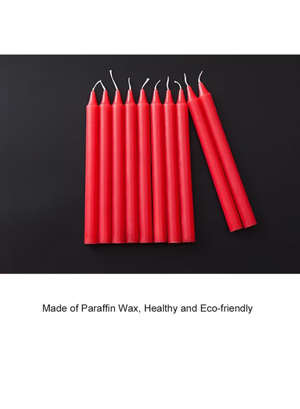 10-Piece Unscented Straight Taper Candle, Red