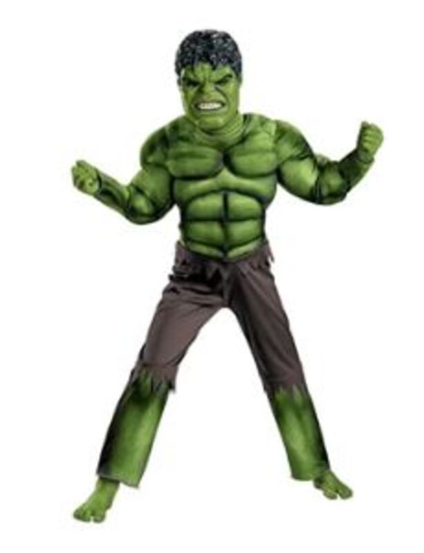 Hulk Green Polyester Muscle Costume With Mask And Shredded Shorts For Kids, 3 - 5 Years