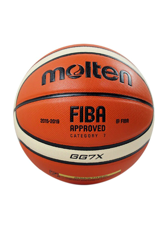 Molten FIBA Approved Authentic Leather Basketball Category-7, One Size, GG7X, Orange