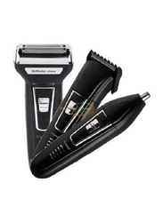 Kemei 3-In-1 Electric Hair Clipper, Black/Silver/White