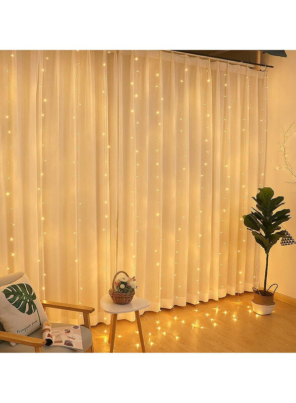 

Generic Curtain Fairy 300-LED Lights with USB Powered and 8 Modes, Yellow