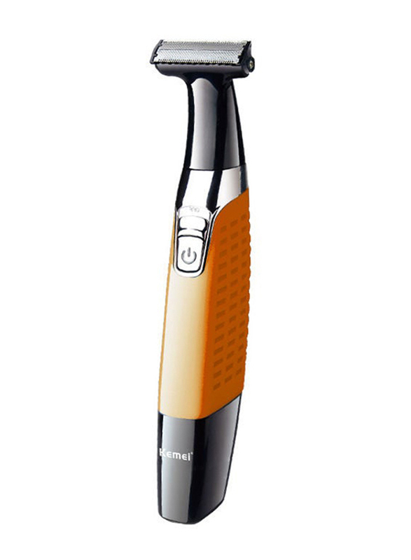 Kemei Waterproof Rechargeable Electric Shaver Trimmer, KM-1910, Orange/Black