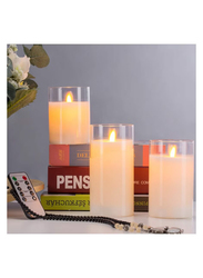 LED Flameless Candle Set with Remote, 3 Pieces, White