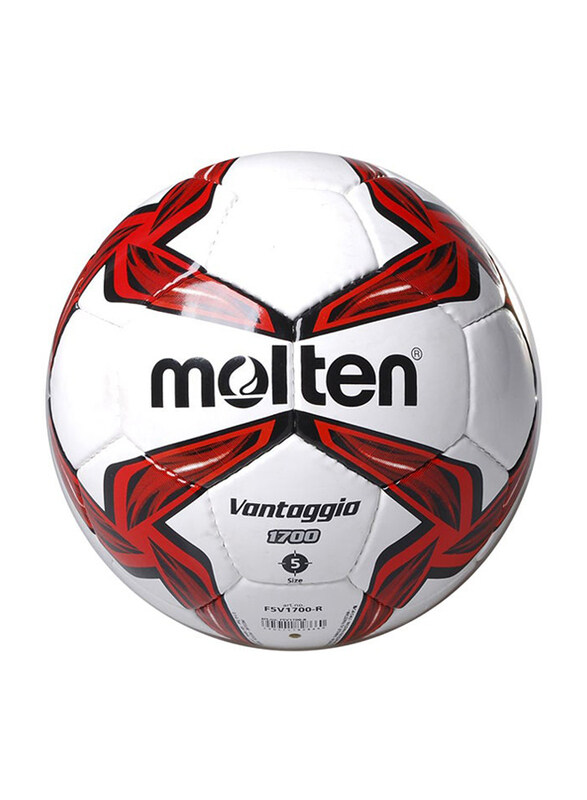 

Molten Sie-5 Hand-Stitched Panels Synthetic Leather Football, Red/White