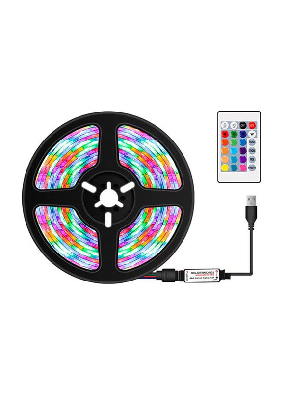 

Generic USB Dimmable RGB Colorful LEDs Strips Light with IR Remote Control, Multicolour