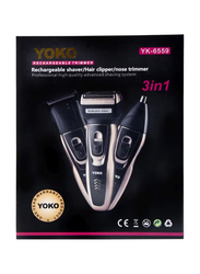 Yoko 3-In-1 Rechargable Trimmer, Black/Gold