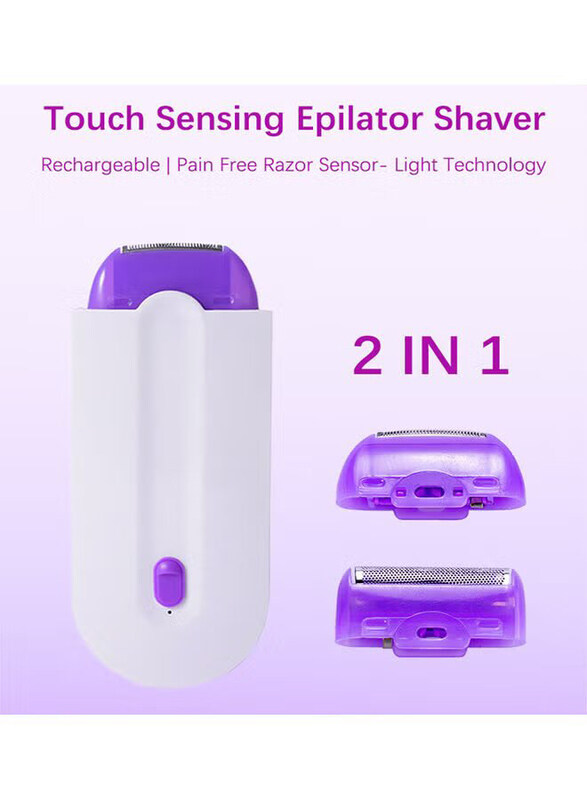 

Arabest USB Rechargeable Painless Body Shaver Hair Remover Kit, White/Purple