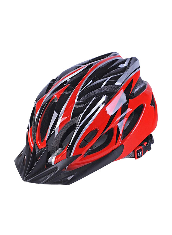 

Generic Cycling Helmet with Visor, Red/Black