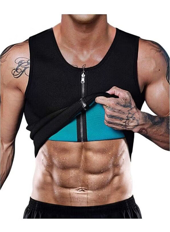 

Generic Neoprene Body Zipper Waist Trainer Vest for Men, Black