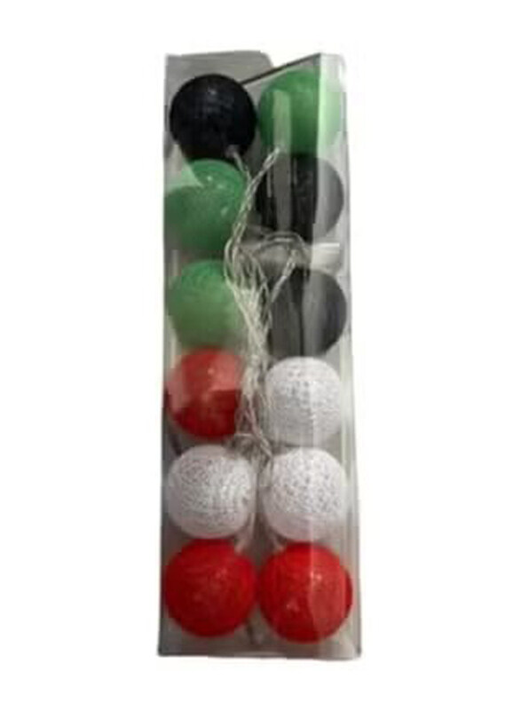 

Generic UAE National Day Cotton Ball String Lights, Multicolour