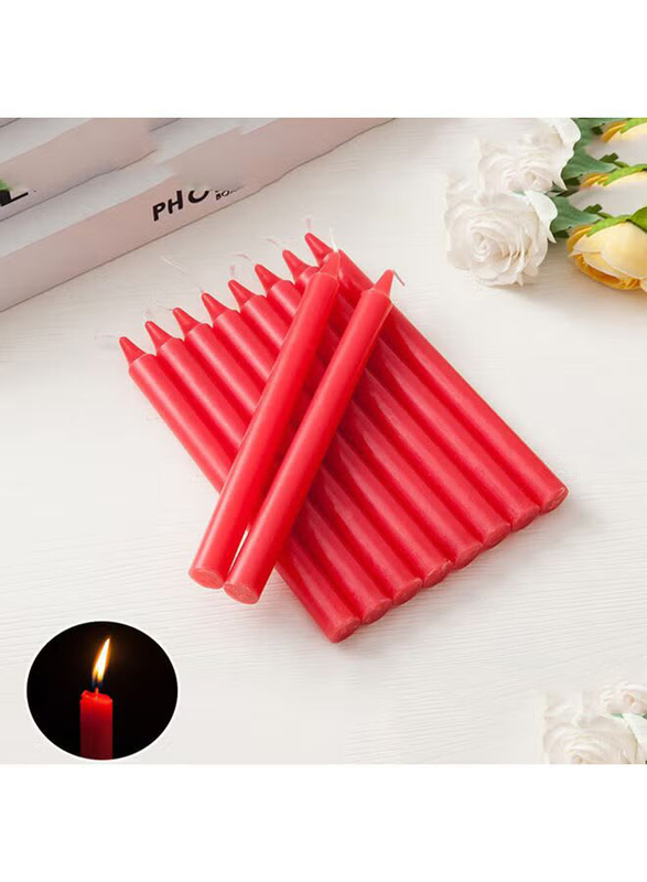 10-Piece Unscented Straight Taper Candle, Red