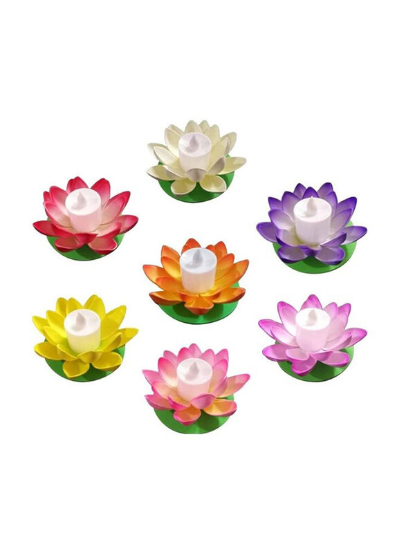 

Generic 7-Piece LED Floating Lotus/Water Lily Lantern with Artificial Candle for Pool/Water, Multicolour