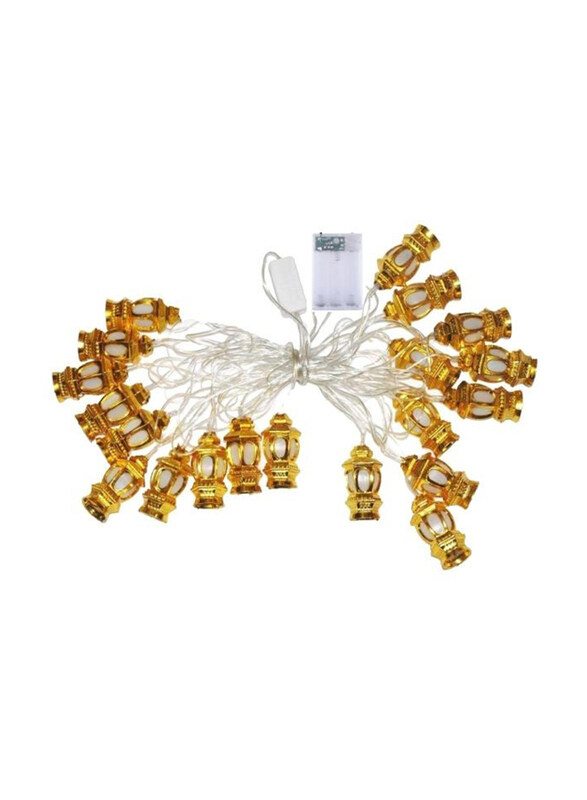 

Generic Lantern Shape LED String Light for Ramadan, 2 x 3cm, Gold/White