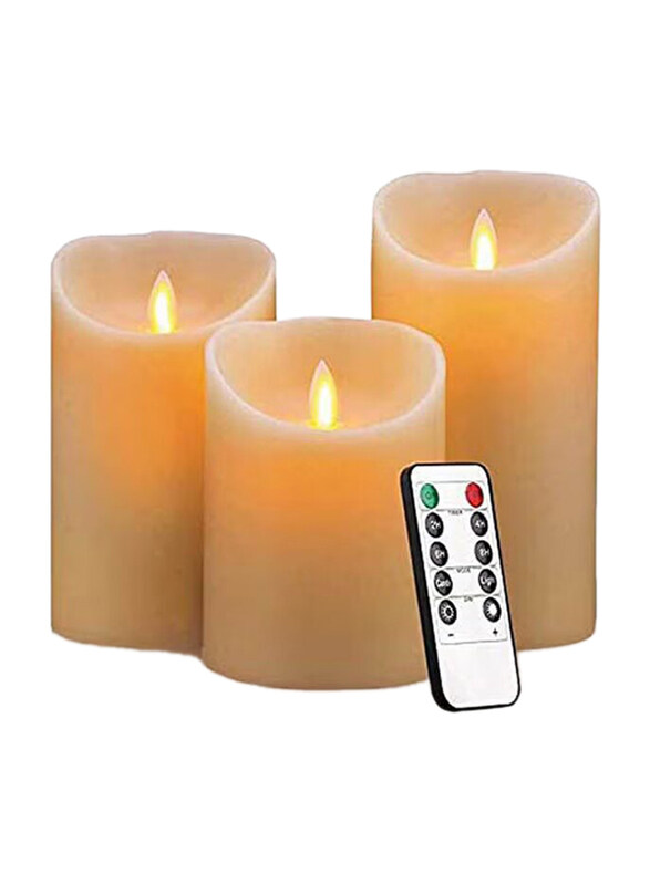 

Generic Flameless Candles Battery Operated Pillar Real Wax Flickering Moving Wick Electric Led Candle Sets, Brown