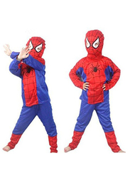 Fancydresswale Super Quality Spiderman Style Fancy Dress Costume Set for Kids, 4 - 6 Years, Red/Blue