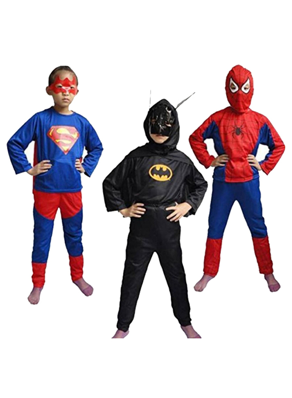 Fancydresswale Spiderman, Superman and Batman Style Costume Tri Set, 4 - 6 Years, Multicolour