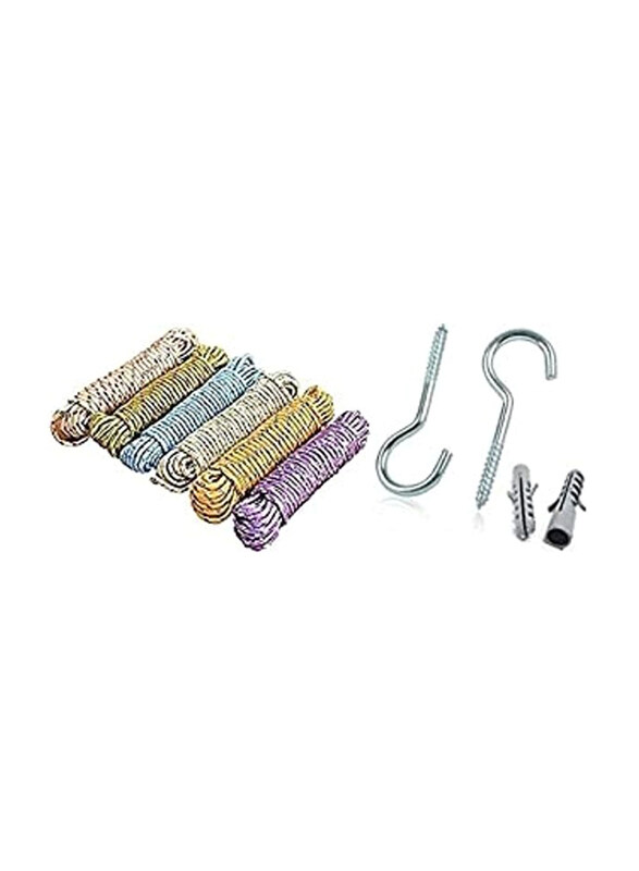 

Generic Nylon Rope With 2-Screwhook For Laundry, 10 Meter, Multicolour