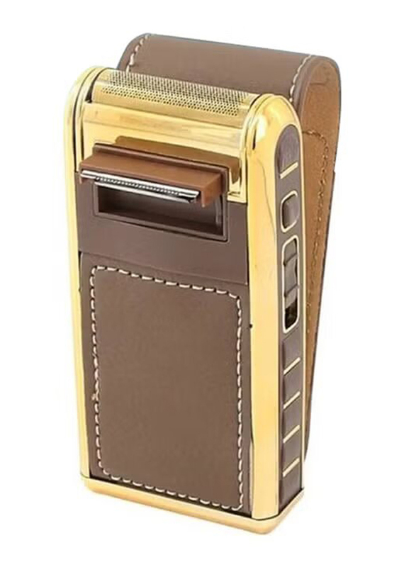 Kemei Leather Shell Human Design Beard Electric Razor Shaver, KM-5500, Brown