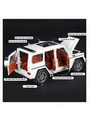 Die Cast 1:24 Scale Mercedes Benz V12 G63 AMG Die Cast Model Zinc Alloy Pull Back Toy Cars with Sound and Light, White