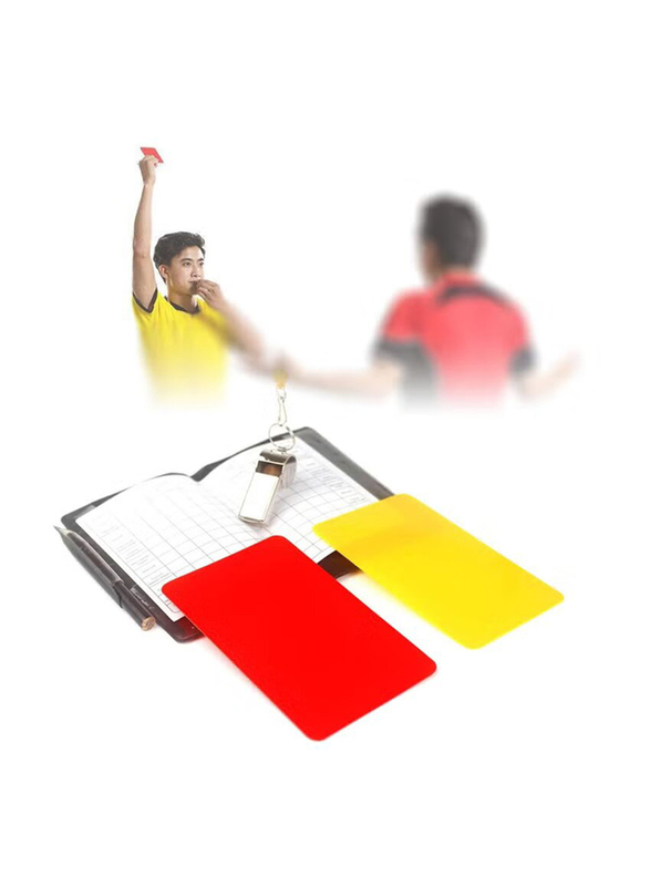 Soccer Red & Yellow Referee Card Set with Metal Whistle, 3 Pieces, Yellow/Red