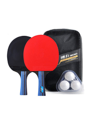 Professional Training Table Tennis Bat and Ball Set, 6 Pieces, Multicolour