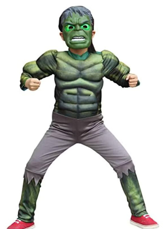 Fancydresswale Superhero Hulk Costume With Mask, 8 - 9 Years, Green