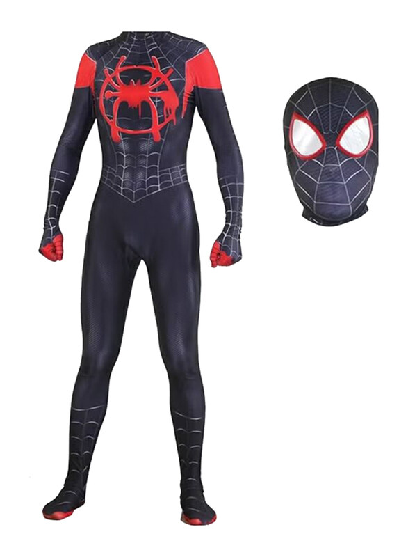 

Generic The Spider Verse Miles Morales Cosplay Costumes For Kids, Small, Red/Black