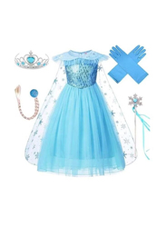 130cm Snow Queen Costume Dress with Accessory Set, Blue