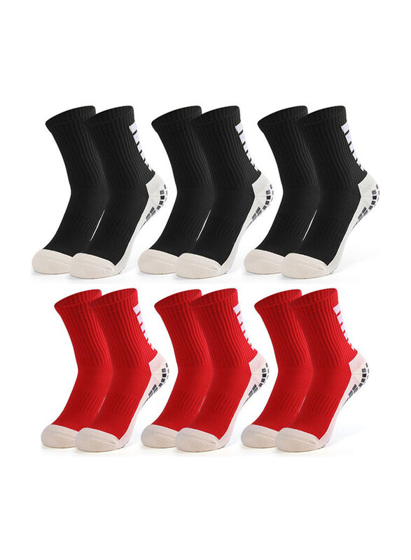 

Generic 12-Piece Men's Anti Slip Football Socks, Red/Black