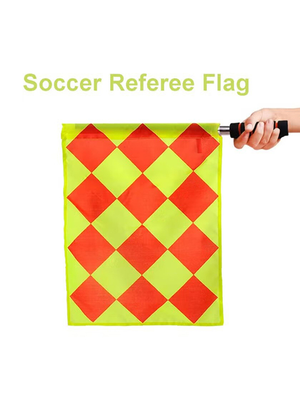 Soccer Referee Flag, Red & Yellow Cards with Notebook & Pencil, Match Football Linesman Flags, Coach Referee Stainless Steel Whistles Set, Multicolour