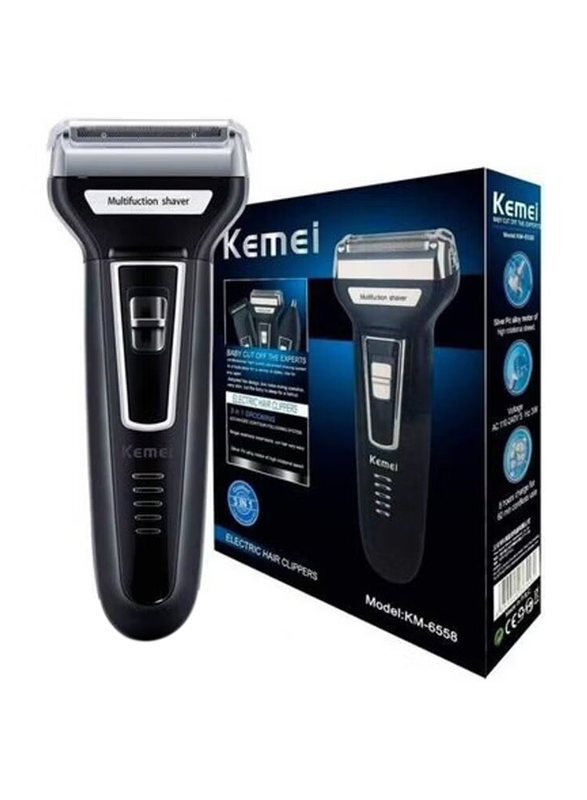 Kemei 3 In 1 Rechargeable Electric Hair Clipper And Shaver, KM-6558, Black/Silver