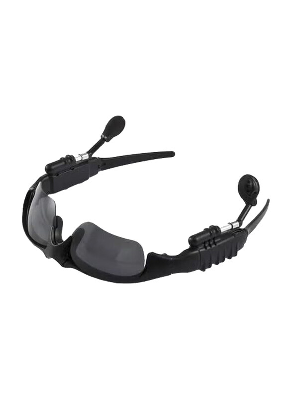 

Unbranded Polarized Half-Rim Cat Eye Black Sports Sunglass For Unisex, Black Lens with Wireless Headphone