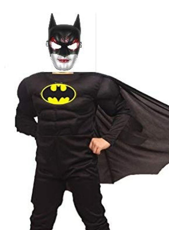 Fancydresswale Batman Highly Detailed Breathable Muscle Costume With Mask And Cape, Black