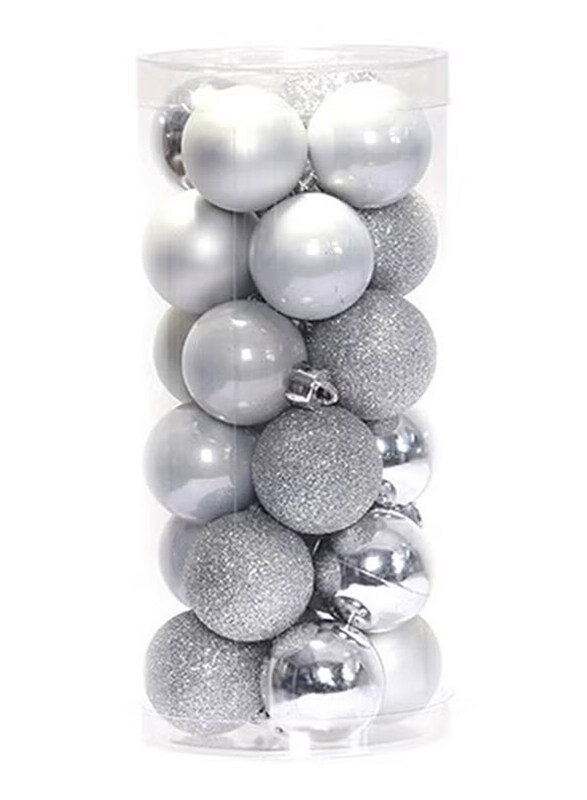 

Generic Shiny Christmas Tree Ball Hanging Ornament, 24-Piece, Silver