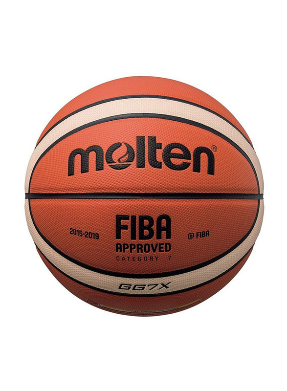 Molten Size-7 PU Bladder Basketball, GG7X, Orange/Cream