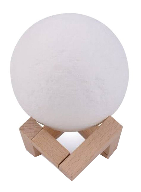 

Generic 3D Moon LED Lamp with Stand, White/Beige