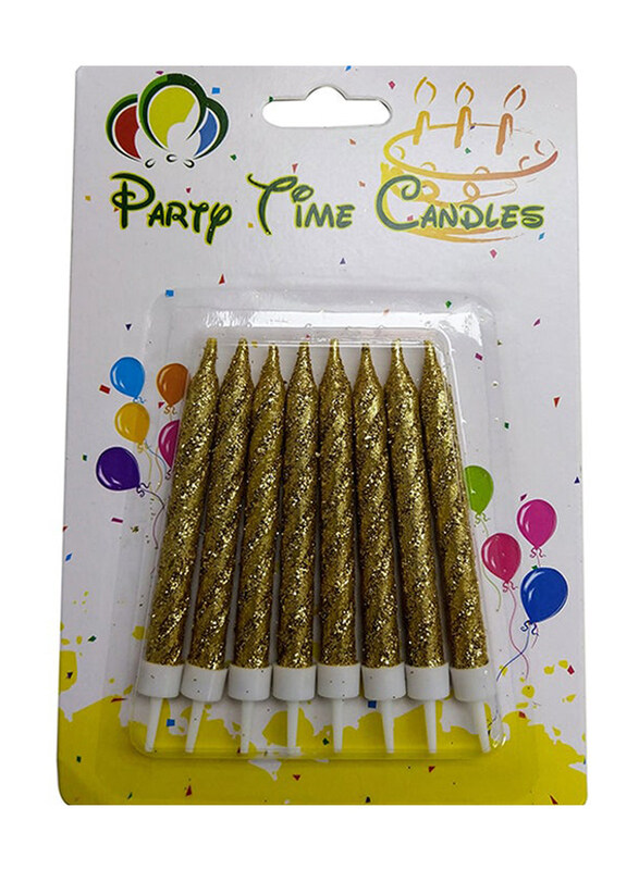 

Party Time 8-Piece Party Time Glitter Candle with Stand Set, Gold